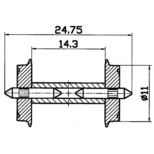 [RO40192] Paire d'essieux 11mm de diamètre à demi-axes isolés