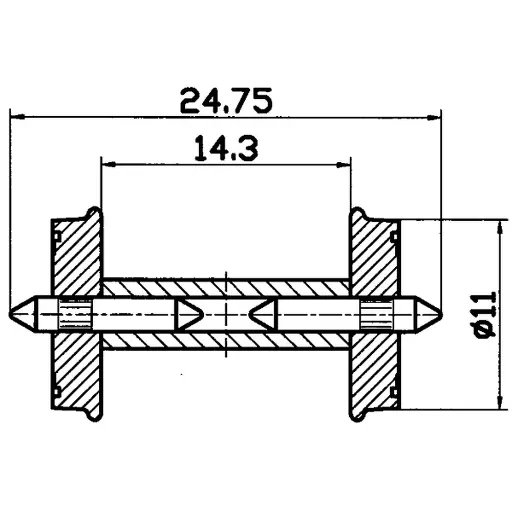 [RO40267] Paire d'essieux 11mm de diamètre à demi-axes isolés