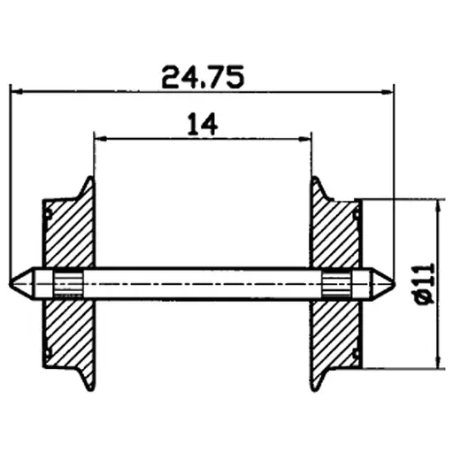 [RO40196] Paire d'Essieux de 11mm de Diamètre pour Courant Alternatif - ROCO 40196 - HO : 1/87
