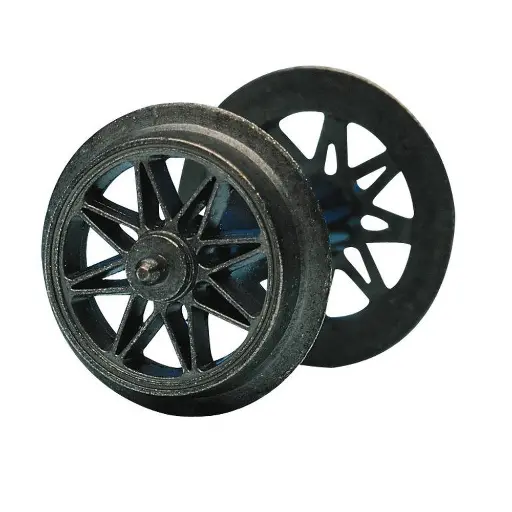 [RO40181] Paire d'essieux pour courant alternatif avec roues à rayons en métal injecté, 11mm de diamètre
