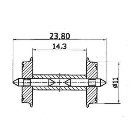 [RO40193] 2 Essieux isolés de 11mm de diamètre - Roco 40193 - HO 1/87 - 2R