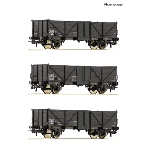 [RO6600141] Coffret de 3 wagons de marchandises ouverts - Roco 6600141 - HO 1/87 - SNCF - EP. III