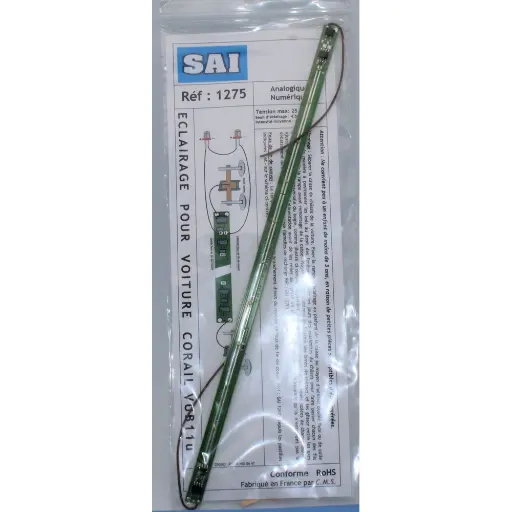 [SA1275] Réglette d'Eclairage Intérieur pour Voiture Corail - LED Blanc Chaud - SAI 1275 - HO : 1/87