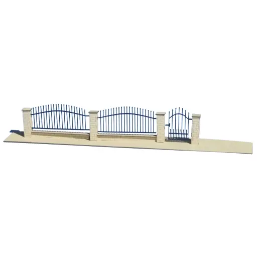 [SA700] Muret beige avec grilles bleues - SAI 700 - HO 1/87 - 134 x 7 x 26 mm
