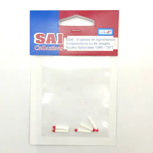 [SA8396] Lot de 5 balises de signalisation d'intersections ou de virages sur Routes Nationales blanc et rouge datant de 1946-1977