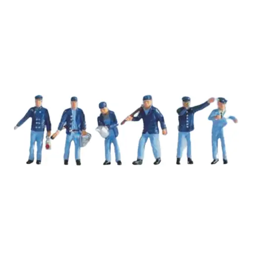 [SA335] Lot de 6 personnages Cheminots en uniforme bleu SAI 335 - HO : 1/87