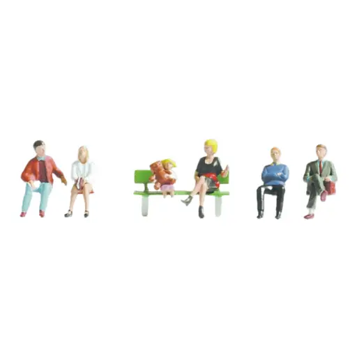 [SA333] Lot de 6 personnages citadins assis adultes et enfant SAI 333 - HO : 1/87