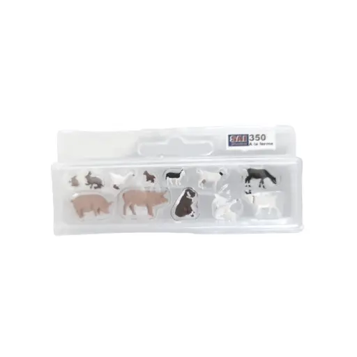 [SA350] Lot de 12 animaux à la ferme et domestique SAI 350 - HO : 1/87