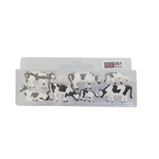 [SA351] Lot de 7 vaches blanches à taches noires SAI 351 - HO : 1/87