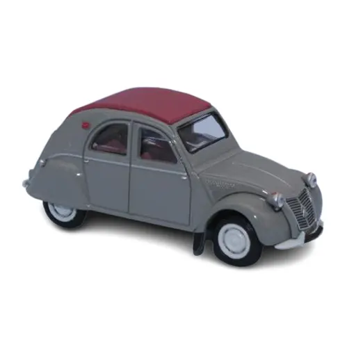 [SA6002] Voiture Citroën 2cv AZLP 1958 grise, capote grenat fermée SAI 6002 - HO 1/87