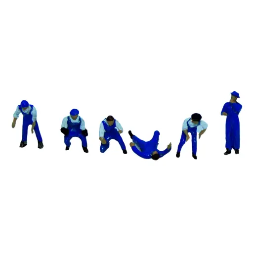 [SA0390] Lot de 6 mécaniciens hommes peints et décorés SAI 390 - HO : 1/87