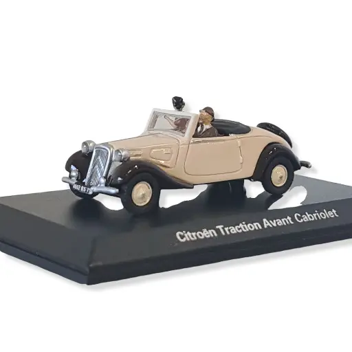 [SA1604] Véhicule Citroën Traction, cabriolet beige avec 2 personnages SAI 1604 - HO 1/87