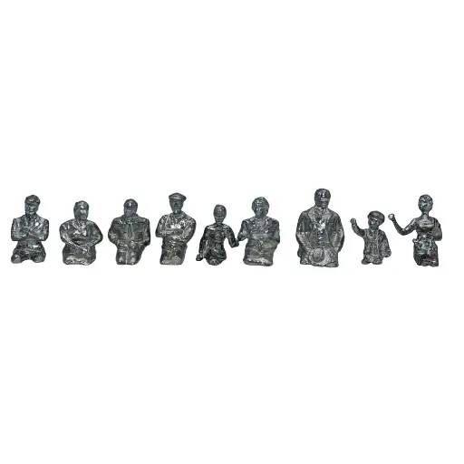 [SA0382] 9 Passagers sans jambes à peindre (Métal blanc) SAI 0382 - HO 1/87