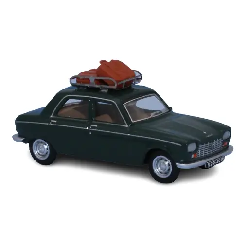[SA1723] Voiture Peugeot 204 verte, galerie de toit, 2 personnages SAI 1723 - HO : 1/87 -