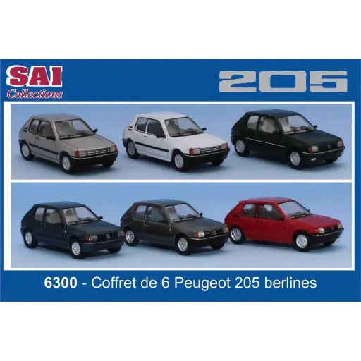 [SA6300] Coffret de 6 Peugeot 205 Berline - SAI 6300 - HO 1/87