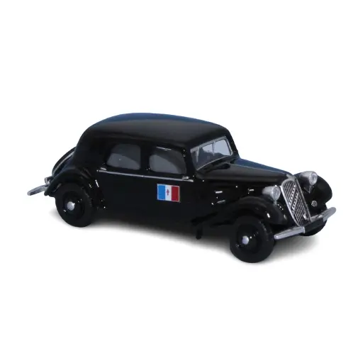 [SA6171] Citroën Traction 11A 1935 noire drapeau français avec croix de lorraine - SAI 6171 - HO 1/87