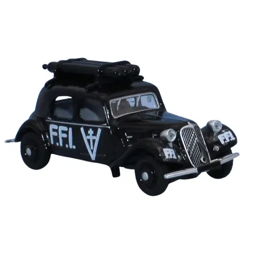 [SA6183] Citroën Traction 11A 1935, noire, équipement gaz de ville, FFI avec croix de lorraine - Sai 6183 - HO 1/87