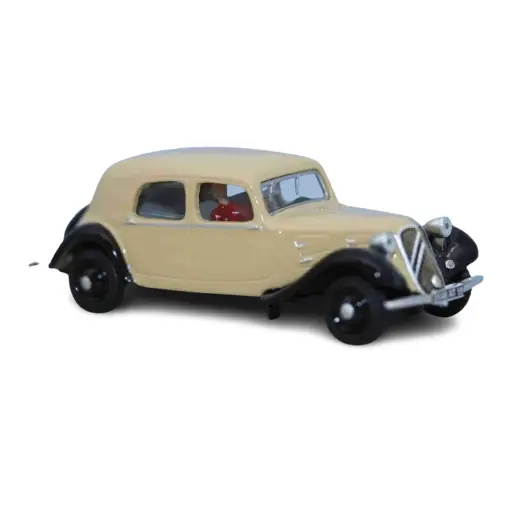 [SA1600] Citroën Traction 11A 1935 beige Maintenon et noire avec conducteur et une passagère - Sai 1600 - HO 1/87