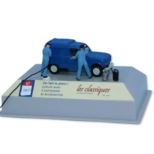 [SA1932] Renault 4L Fourgonnette avec 2 pompistes et accessoires - SAI 1932 - HO 1/87