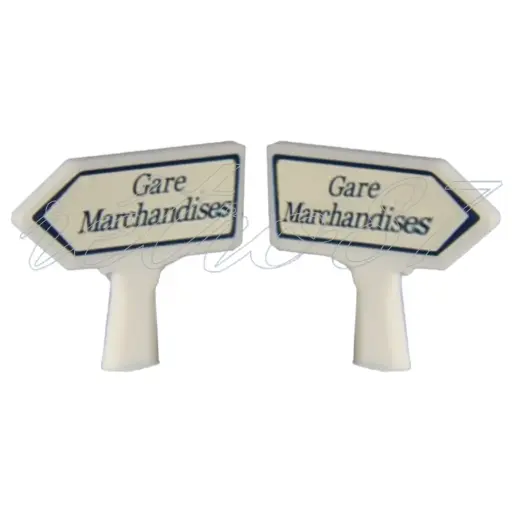 [SA8413] Lot de  2 panneaux Michelin d'indication de lieux : Gare Marchandises - SAI 8413 - HO 1/87