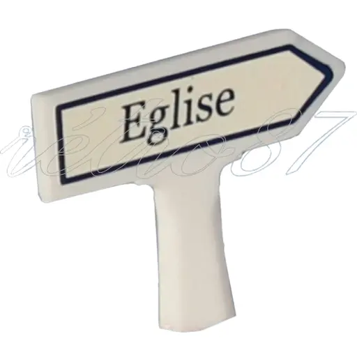 [SA8419] Panneau Michelin d'indication de lieu, vers la droite : Eglise - Sai 8419 - HO 1/87