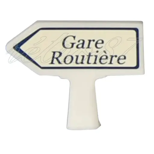 [SA8430] Panneau Michelin d'indication de lieu, vers la gauche : Gare Routière - SAI 8430 - HO 1/87