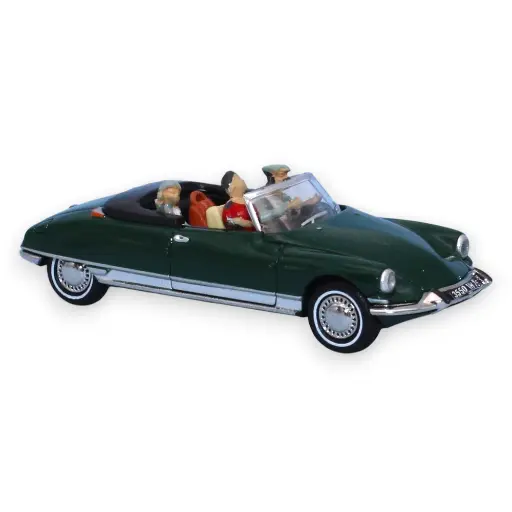 Citroën DS 19 cabriolet ouvert, vert forêt , conducteur et 2 passagers - Sai 1619