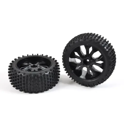 [T4910-2A] 2 pneus avants avec jantes noires pour châssis Pirate - T2M 4910/2A - 1/10