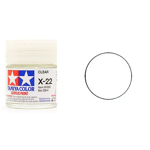 [TA81522] Vernis acrylique en pot - Transparent BRILLANT  X22 - TAMIYA 81522 - 10ml