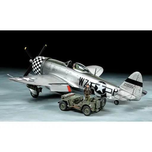 [TA25214] Set P-47D Thunderbolt Bubbletop & U.S. 1/4-ton 4×4 - Tamiya 25214 - 1/48