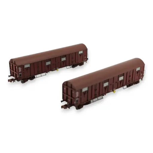 [TRAINS16021] Set 2 wagons couverts Gass 9-16 - TRAINS160 16021 - N : 1/160 - SNCF - EP. IV