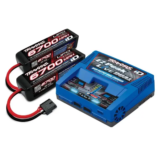 [TR2997G] Pack chargeur EZ-Peak Live Dual + 2 Lipo 4S 6700 mAh - Traxxas 2997G