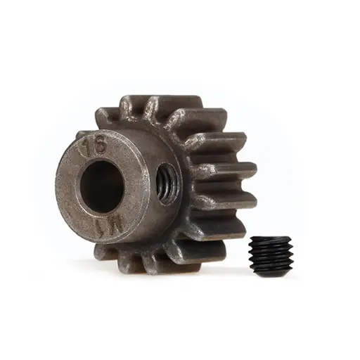 [TR6489X] Engrenage, pignon 16 dents + vis de réglage - Traxxas 6489X