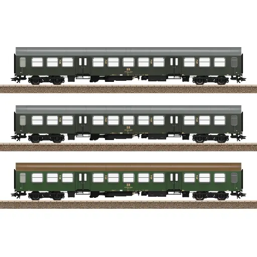 [TR23180] Coffret de voitures voyageurs accès central de Halberstadt - Trix T23180 - DR - HO 1/87 - EP. IV - 2R