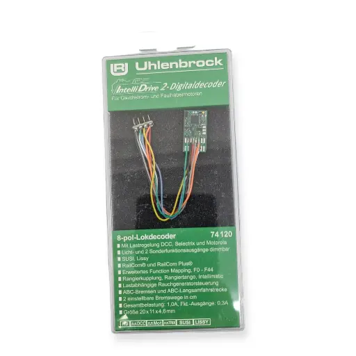 [UH74120] Décodeur 1 Ampère, RailCom et régulation de charge | 8 broches NEM 652 Uhlenbrock 74120