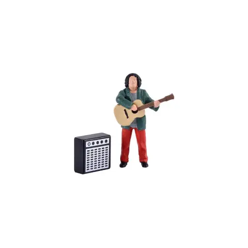 [VI1510] Guitariste de rue avec amplificateur, figurine animée !