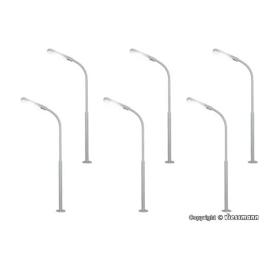 [VI60906] Lot de 6 lampadaires de rue type fouet VIESSMANN 60906 - HO 1/87
