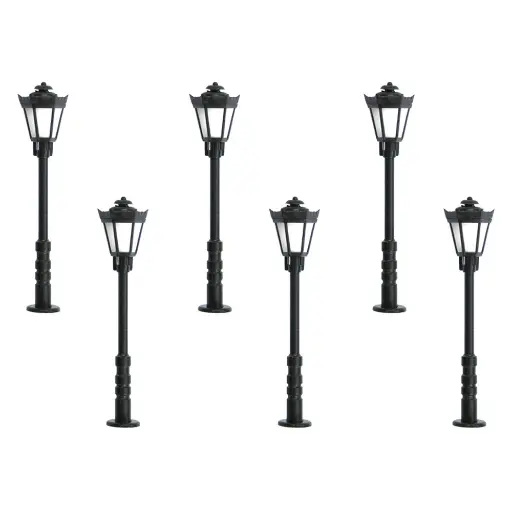 [VI64706] Lot de 6 lanternes de parc Viessmann 64706 - N 1/160 - éclairage LED - hauteur 33 mm