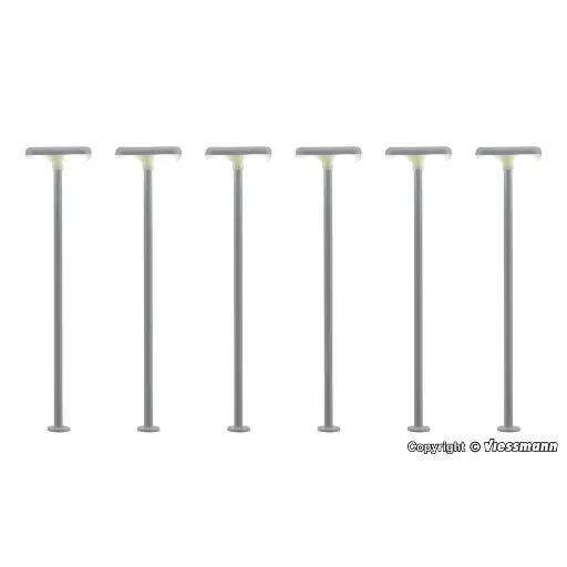 [VI63646] Lot de 6 lampes de quai à 2 LED blanches VIESSMANN 63646 - HO 1/87