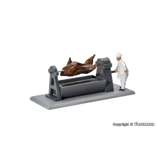 [VI1552] Grill : bœuf tournant / braises incandescentes, avec chef - VIESSMANN 1552 - HO 1/87