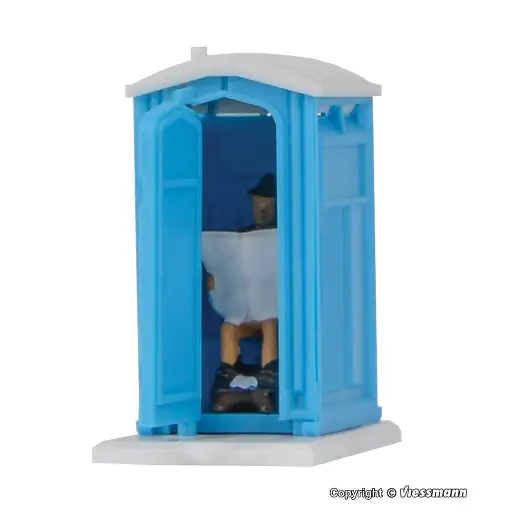 [VI1545] Cabine de toilette occupée, porte animé et personnage VIESSMANN 1545 - HO 1/87