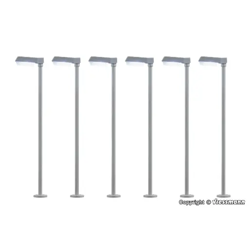 [VI64976] 6 Lampadaires moderne LED blanc - Viessmann 64976 - N 1/160