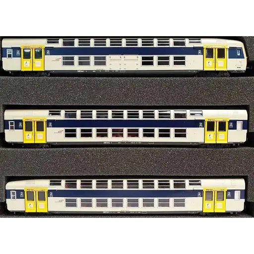 [VI1124] Coffret 3 voitures VB2N seconde classe livrée NORD PAS DE CALAIS avec logo casquette