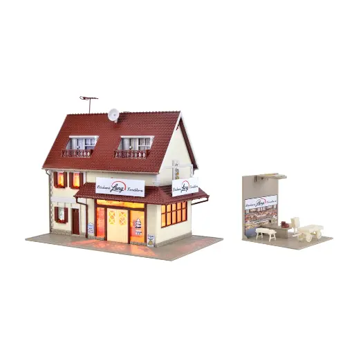 [VO43633] Boulangerie Lang avec intérieur et éclairage LED, kit fonctionnel - Vollmer 43633 - HO 1/87