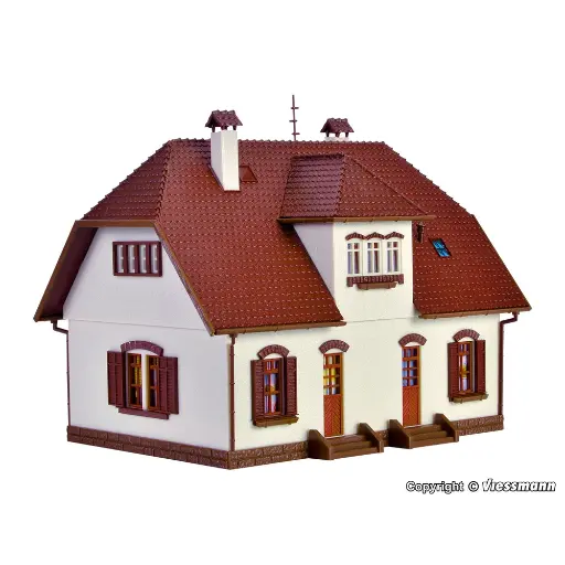 [VO43657] Maison jumelée blanche et marron HO 1/87 - Zone résidentielle