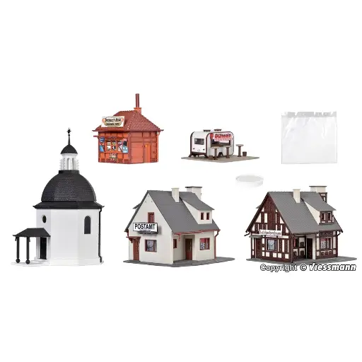 [VO42413] Village de Noël avec éclairage LED, fonctionnel - VOLLMER 42413 - HO 1/87