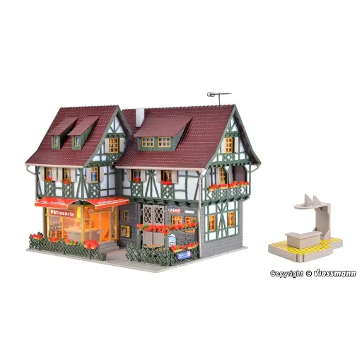 [VO43683] Pâtisserie et Glacier, aménagement intérieur et éclairage LED - VOLLMER 43683 - HO 1/87