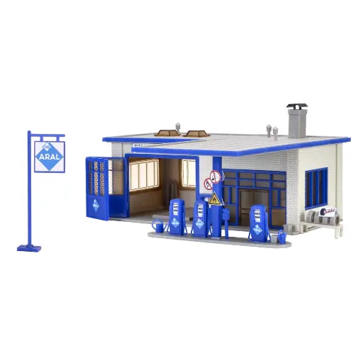 [VO45156] Station service ARAL , Bleu / blanc - VOLLMER 45156 - Échelle HO : 1/87ème - 175 x 150 x 80 mm