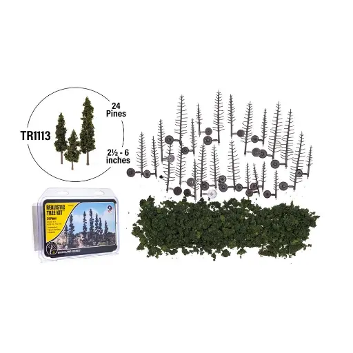 [WOTR1113] Kit de création de pins vert forêt - 24 armatures - WOODLAND TR1113 - HO 1/87